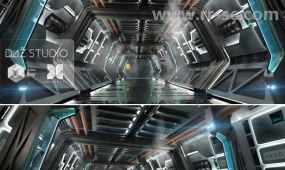 科幻太空船走廊场景环境3d模型合辑