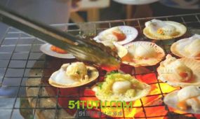 泰国美食节娱乐狂欢人群烧烤高清实拍视频素材